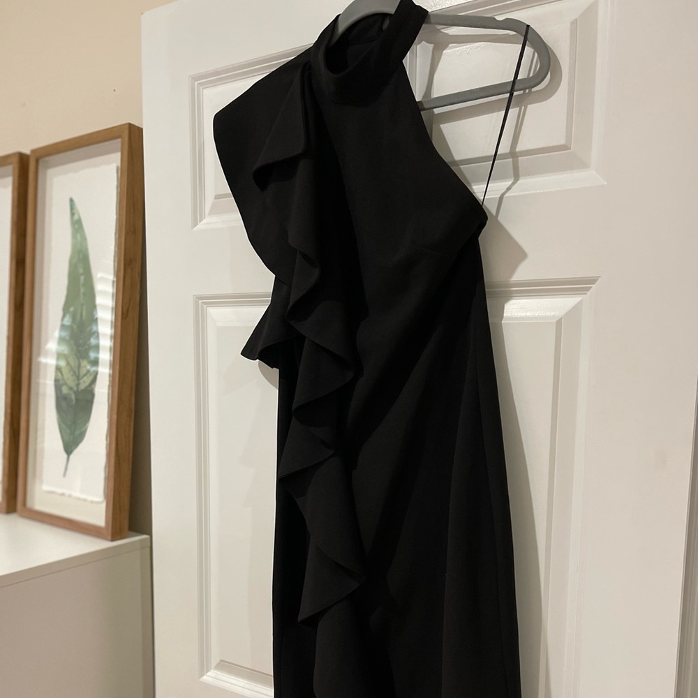 Gianni Bini Black Side Ruffle High Neck Midi Cocktail Classy Dress - NWT! - Picture 8 of 10